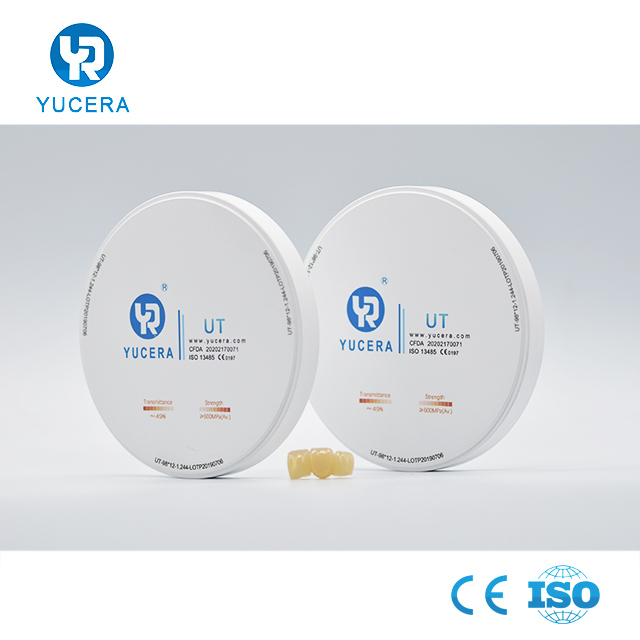 Dental CAD/CAM Zirconia Disc - 49% Light Transmission, 98mm, UT White Shade for Natural-Looking Crowns