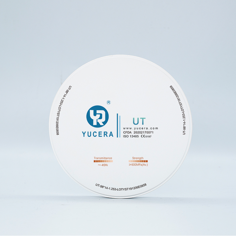 Диск из стоматологического циркония 98 мм YUCERA UT White (600 МПа/49% прозрачности) | Готов к Exocad