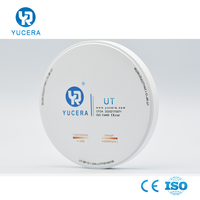 Диск из стоматологического циркония 98 мм YUCERA UT White (600 МПа/49% прозрачности) | Готов к Exocad