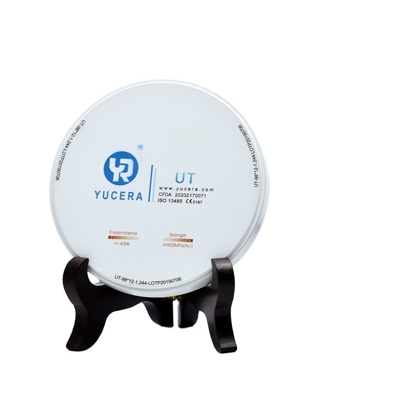 Диск из стоматологического циркония 98 мм YUCERA UT White (600 МПа/49% прозрачности) | Готов к Exocad