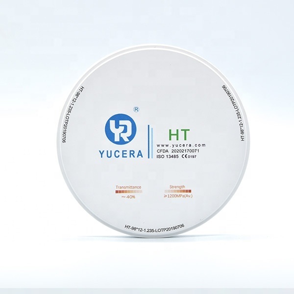 Диск из стоматологического циркония 98 мм YUCERA HT White (1200 МПа/45% пропускания) | Сертификация ISO 13356