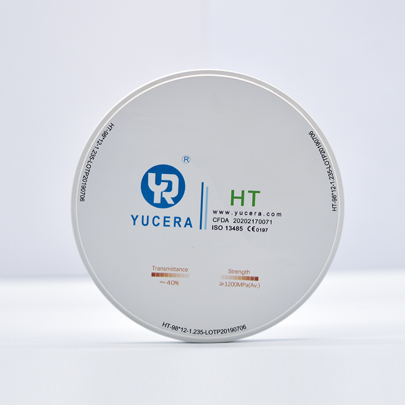 Диск из стоматологического циркония 98 мм YUCERA HT White (1200 МПа/45% пропускания) | Сертификация ISO 13356