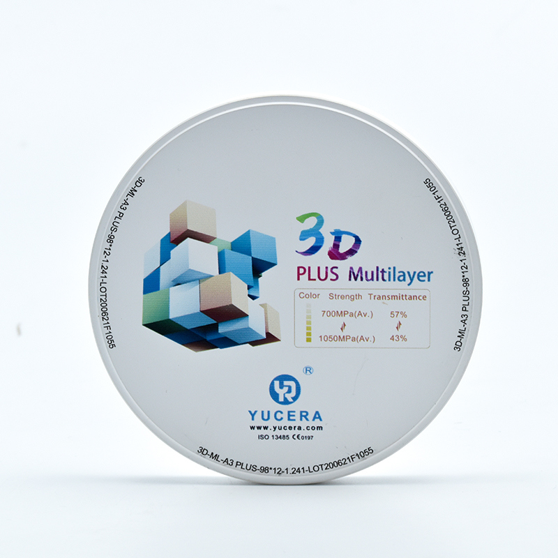 Диск из стоматологического циркония 98 мм YUCERA 3D Multilayer | 1050 МПа / 43-57% светопропускания | Сертификация ISO 13356