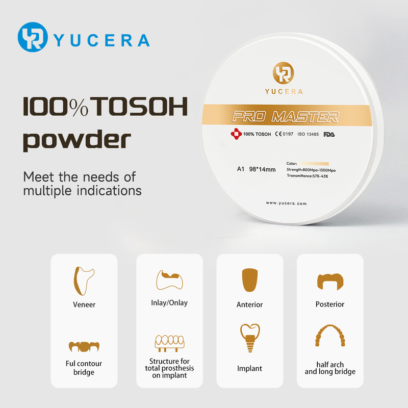 Yucera Pro Master Zirconia Block for Professional Dental Labs with Multiple Specifications Available Quality Guaranteed